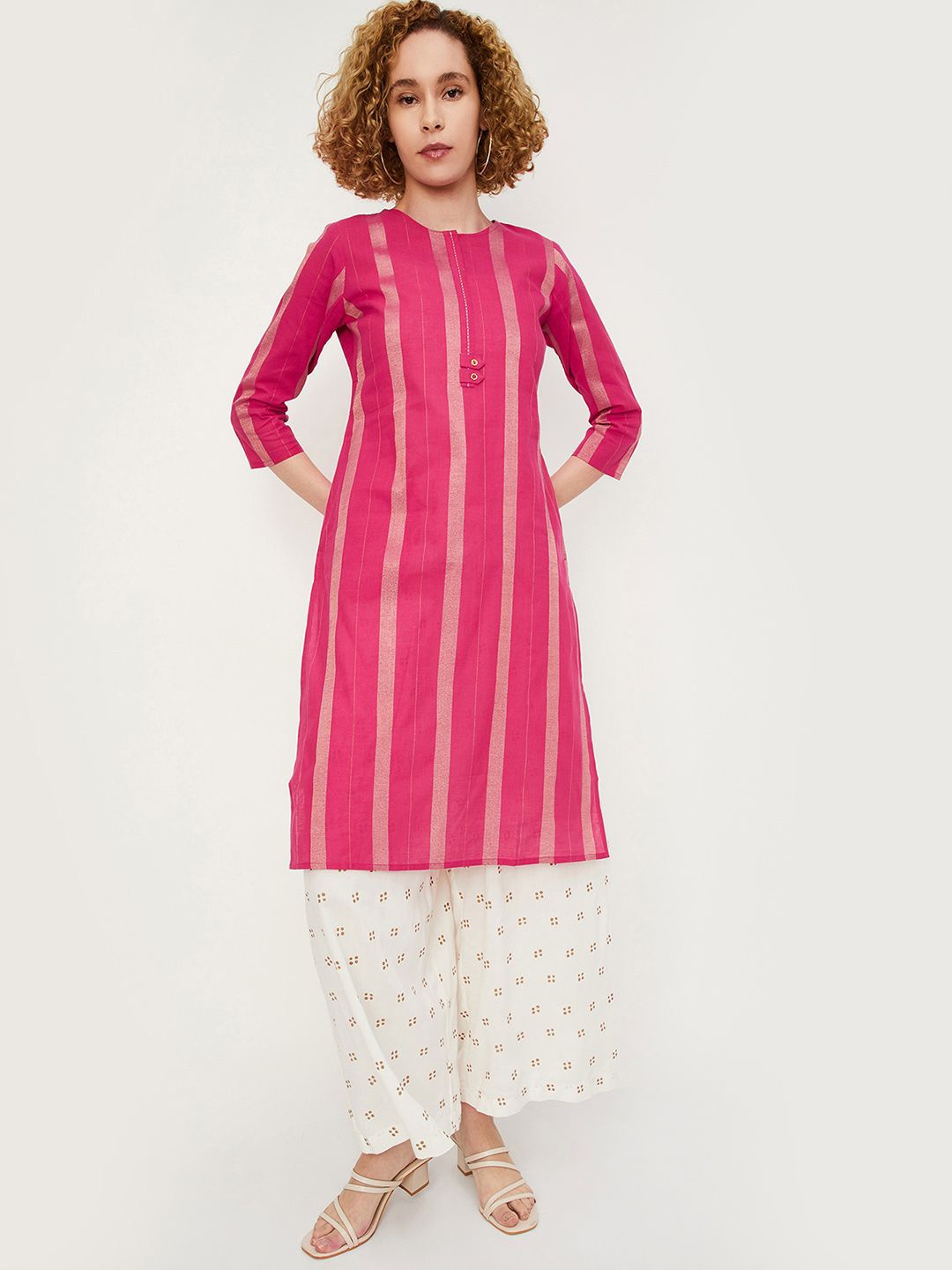 

max Women Yoke Design Kurta, Pink