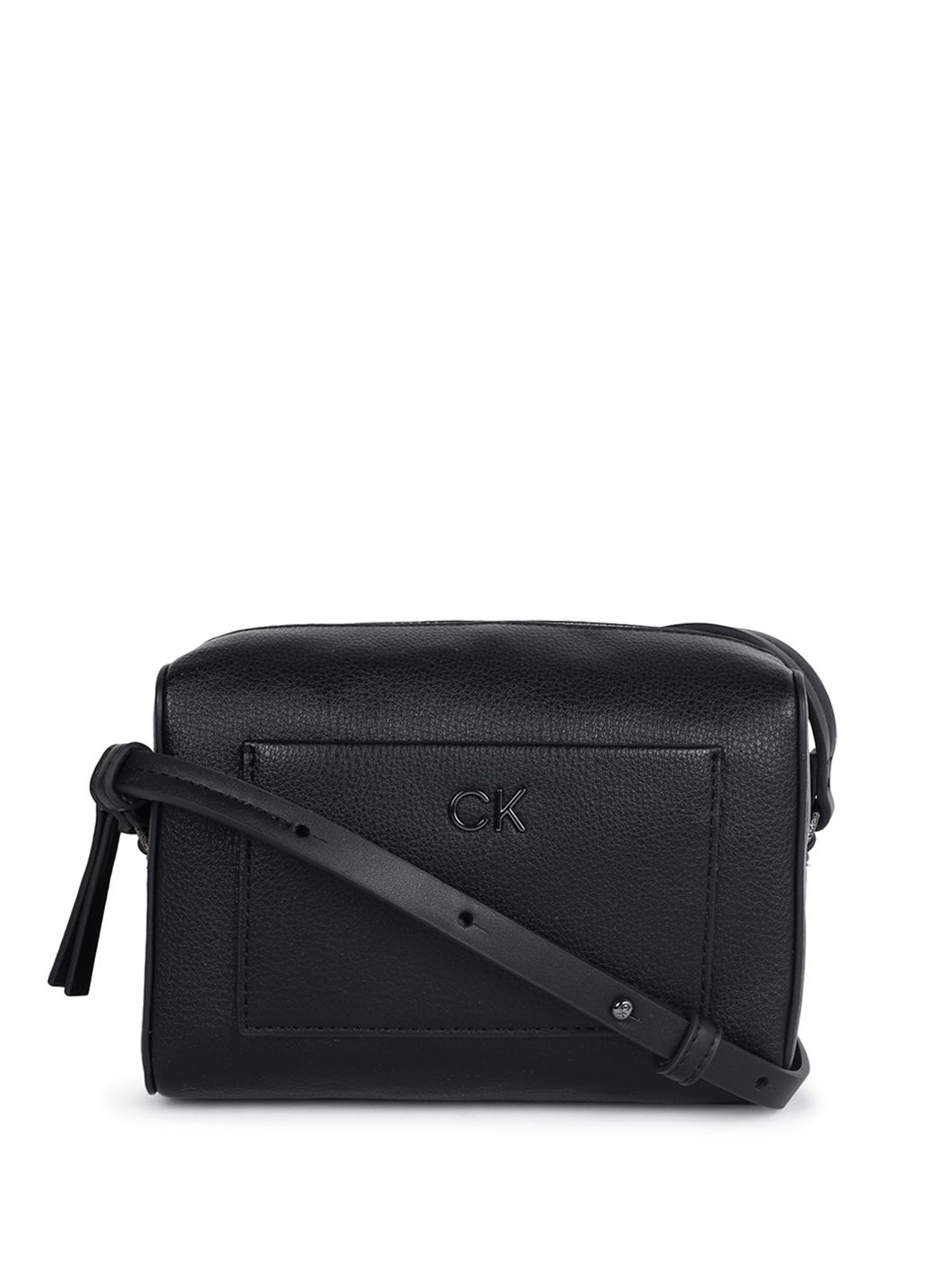 

Calvin Klein Women Solid PU Swagger Sling Bag with Tasselled Sling Bag, Black