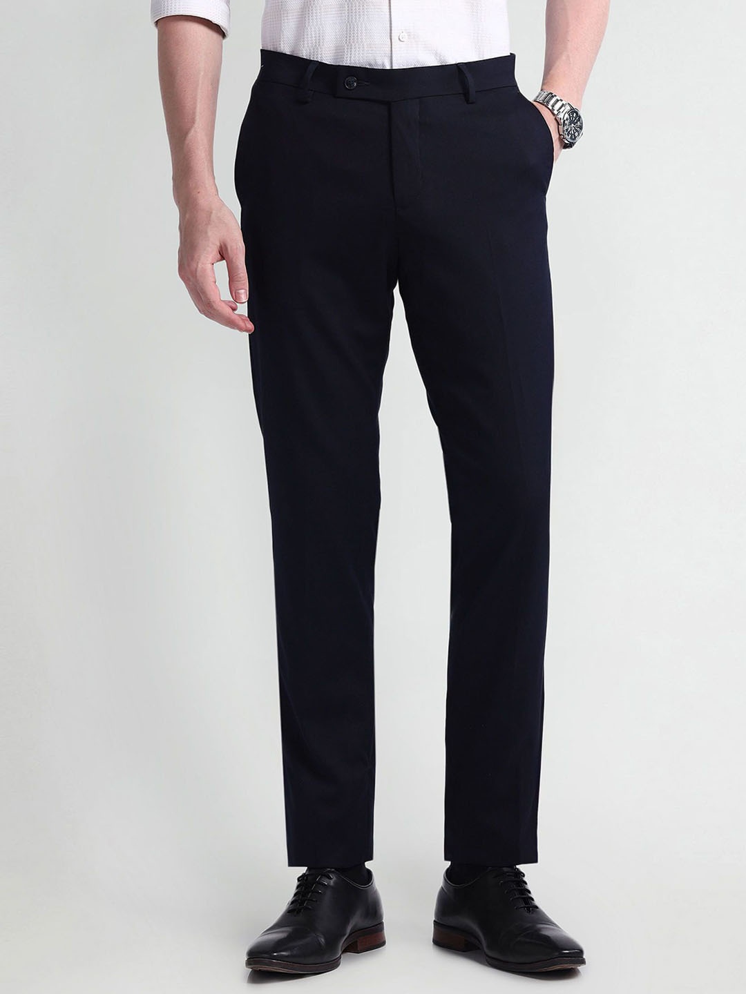 

Arrow Men Mid-Rise Regular Trousers, Blue