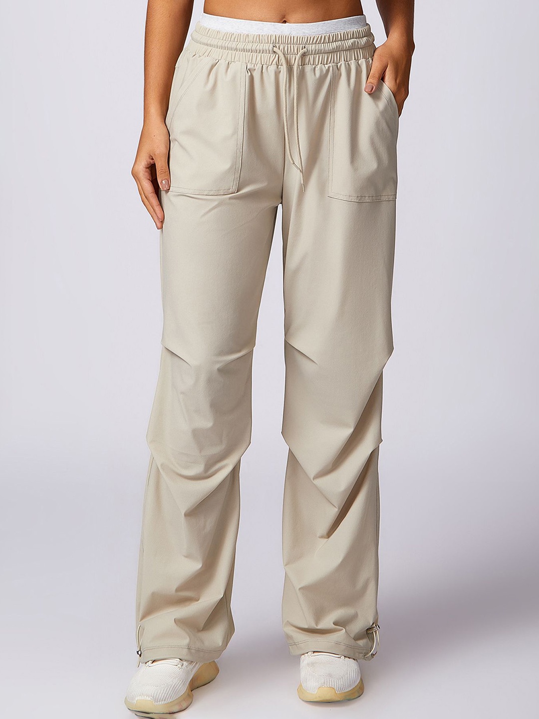 

LULU & SKY Women Mid Rise Straight Fit Track Pants, Khaki