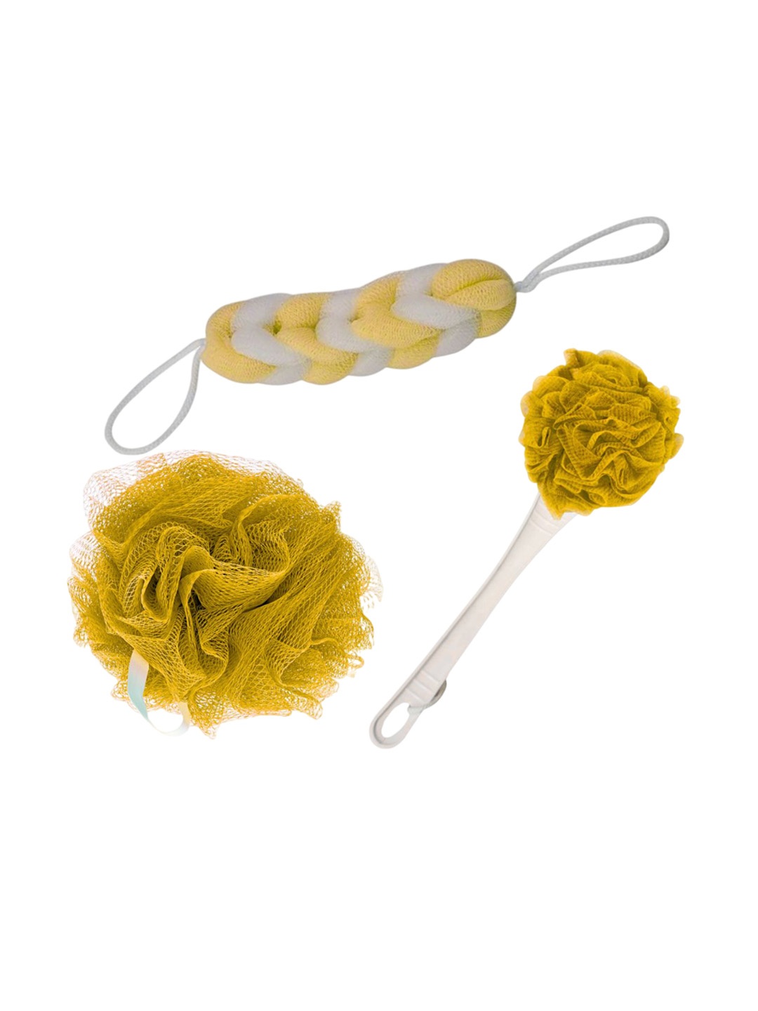 

CareDone Set of 3 Large Bath Loofah Sponge Scrubber Exfoliator for High Lather Cleansing, Yellow