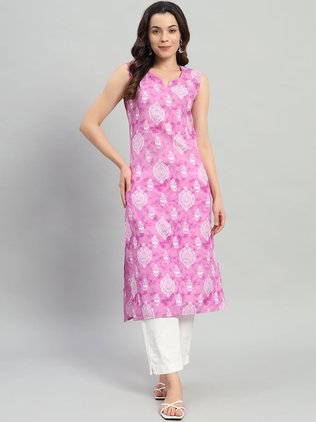 

ASHRU Ethnic Motifs Printed Straight Kurta, Purple