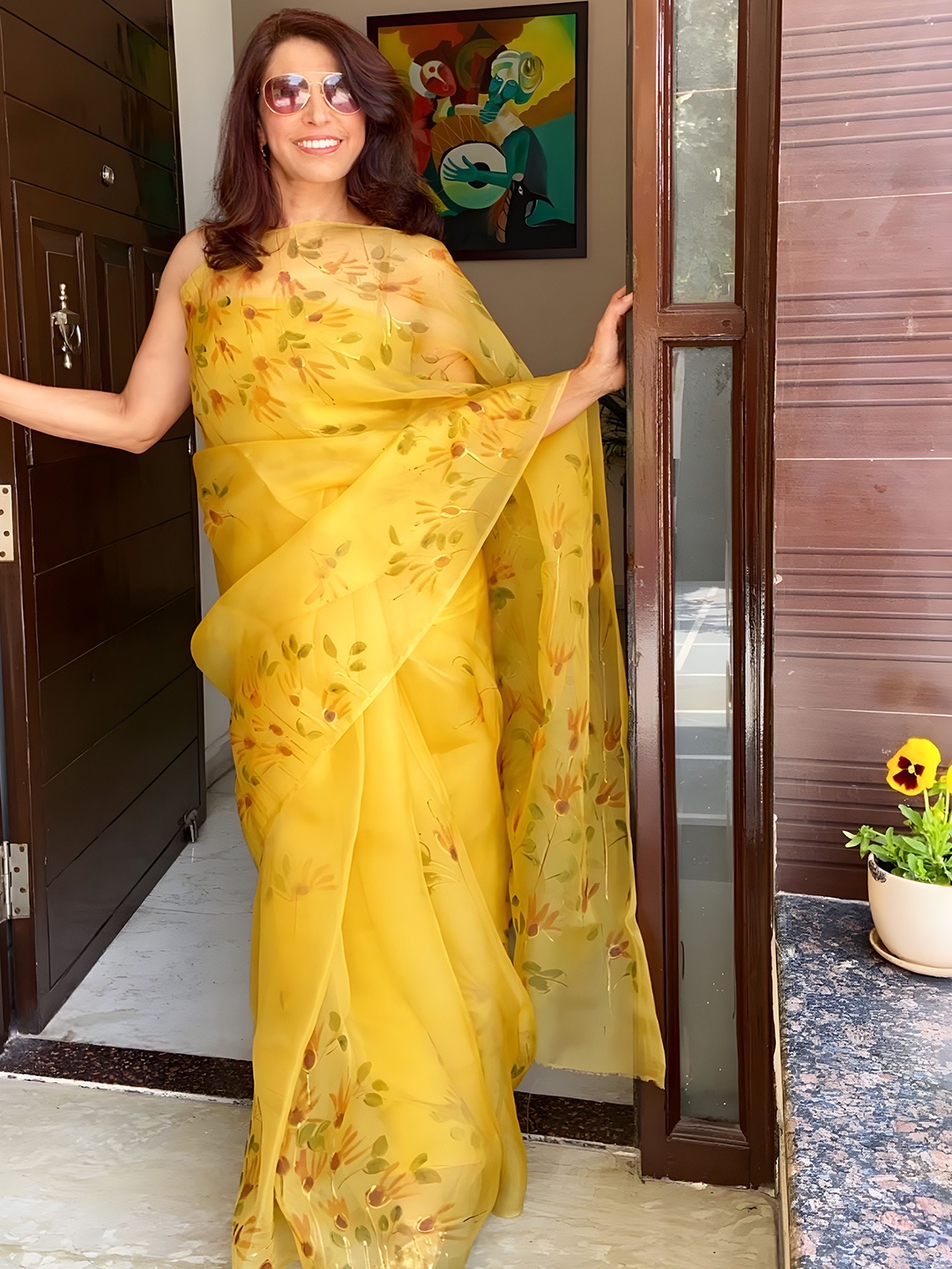 

Anouk Floral Organza Saree, Yellow