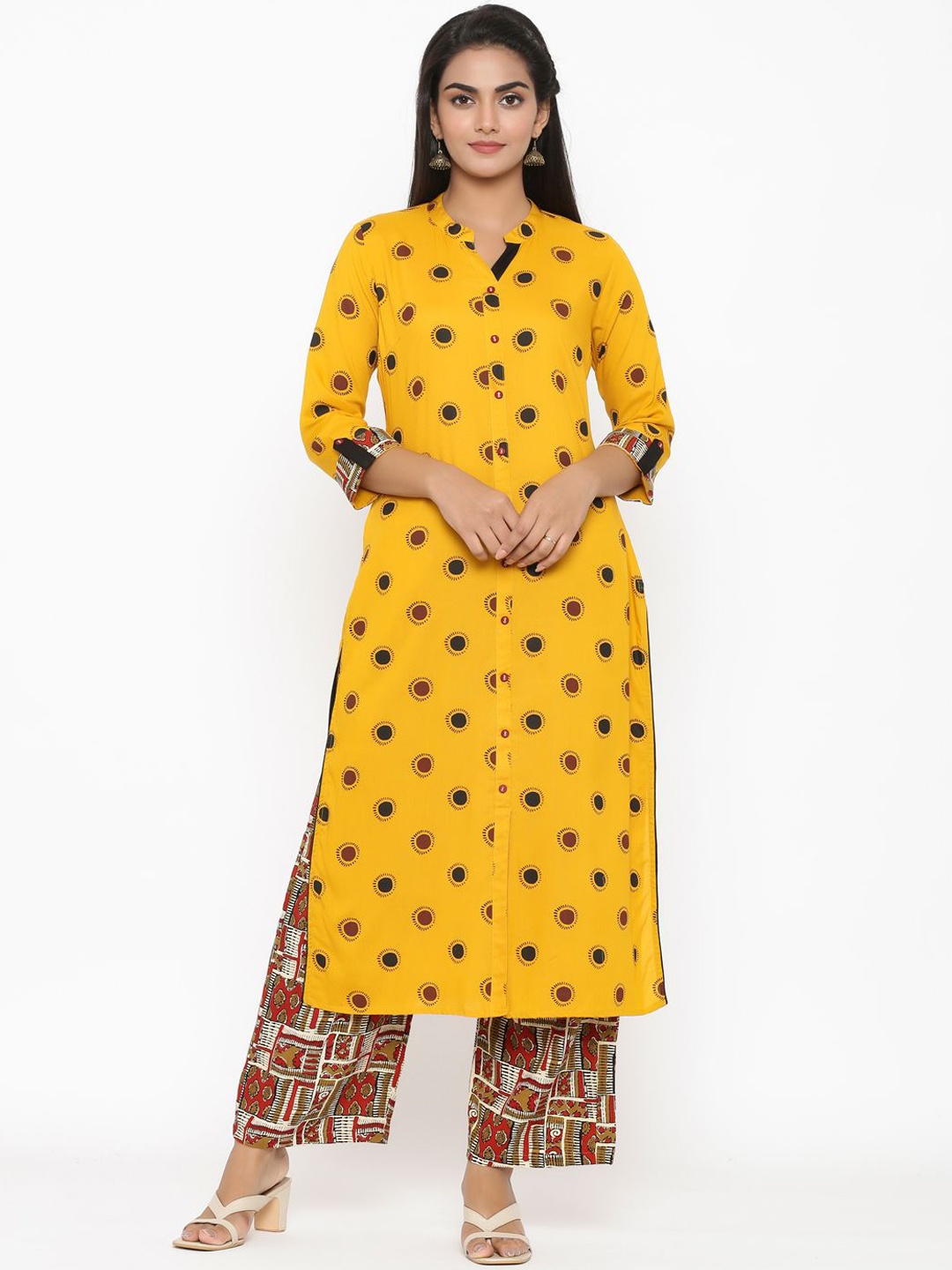 

Anouk Women Printed Regular Liva Kurta with Palazzos, Yellow