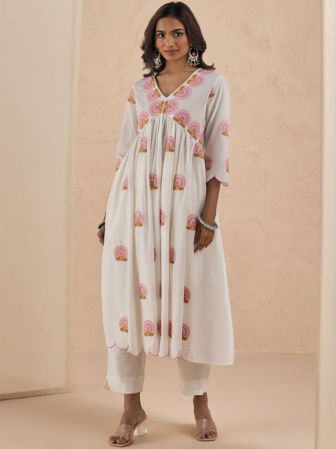 

Likha Alia Cut Kurta all Over Embroidered Buta Kurta & Pant, White