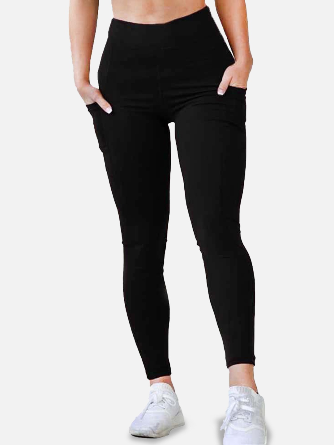 

NEU LOOK FASHION Women High Rise Ankle-Length Tights, Black