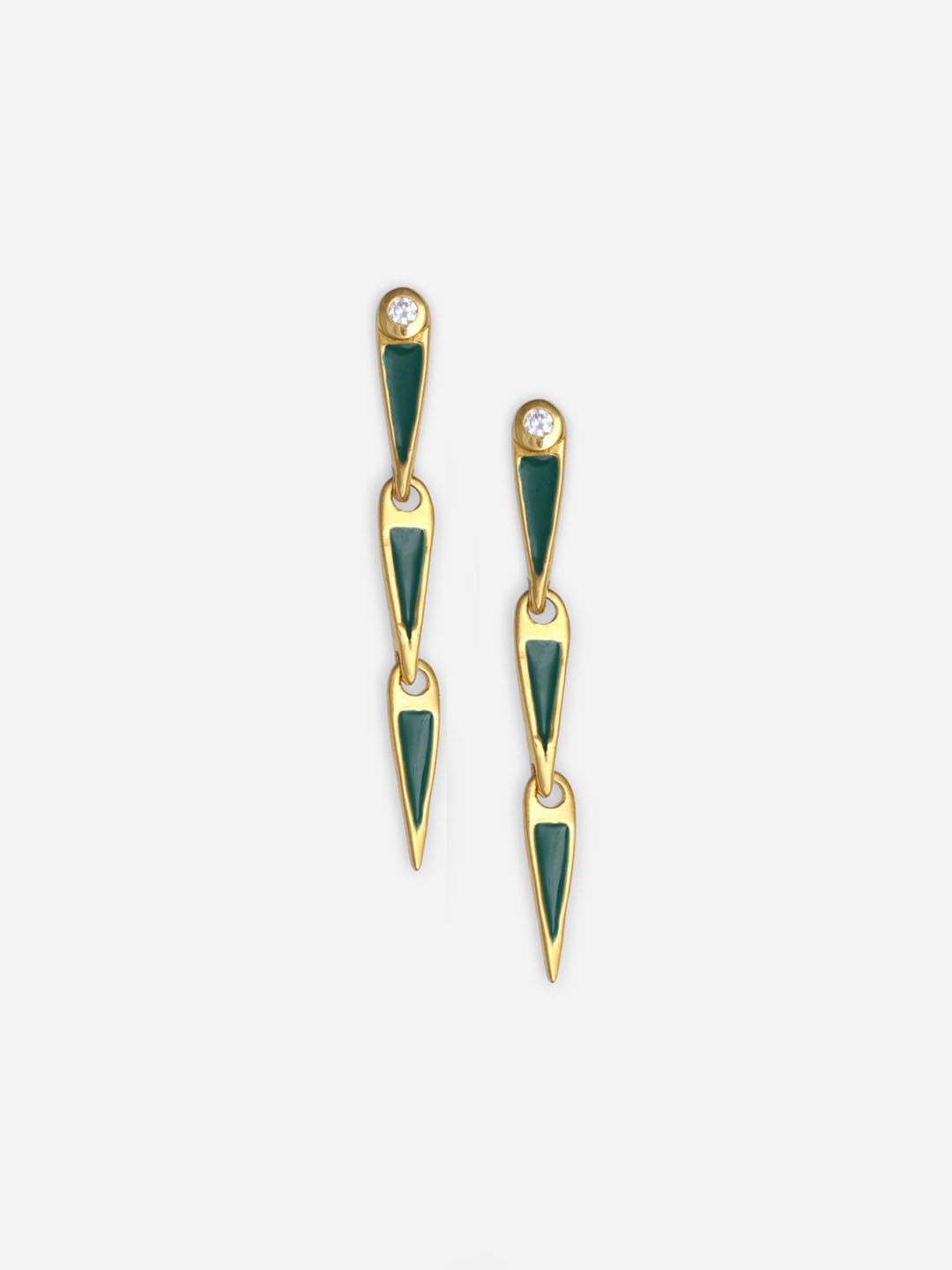 

Trisu 925 Sterling Silver 18KT Gold-Plated Cubic Zirconia Studded Drop Earrings
