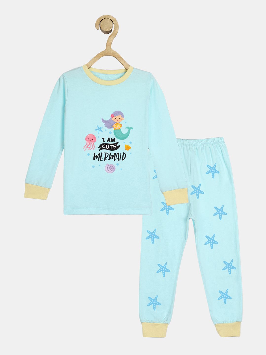 

Wyld Sprog Girls Printed Night suit, Blue