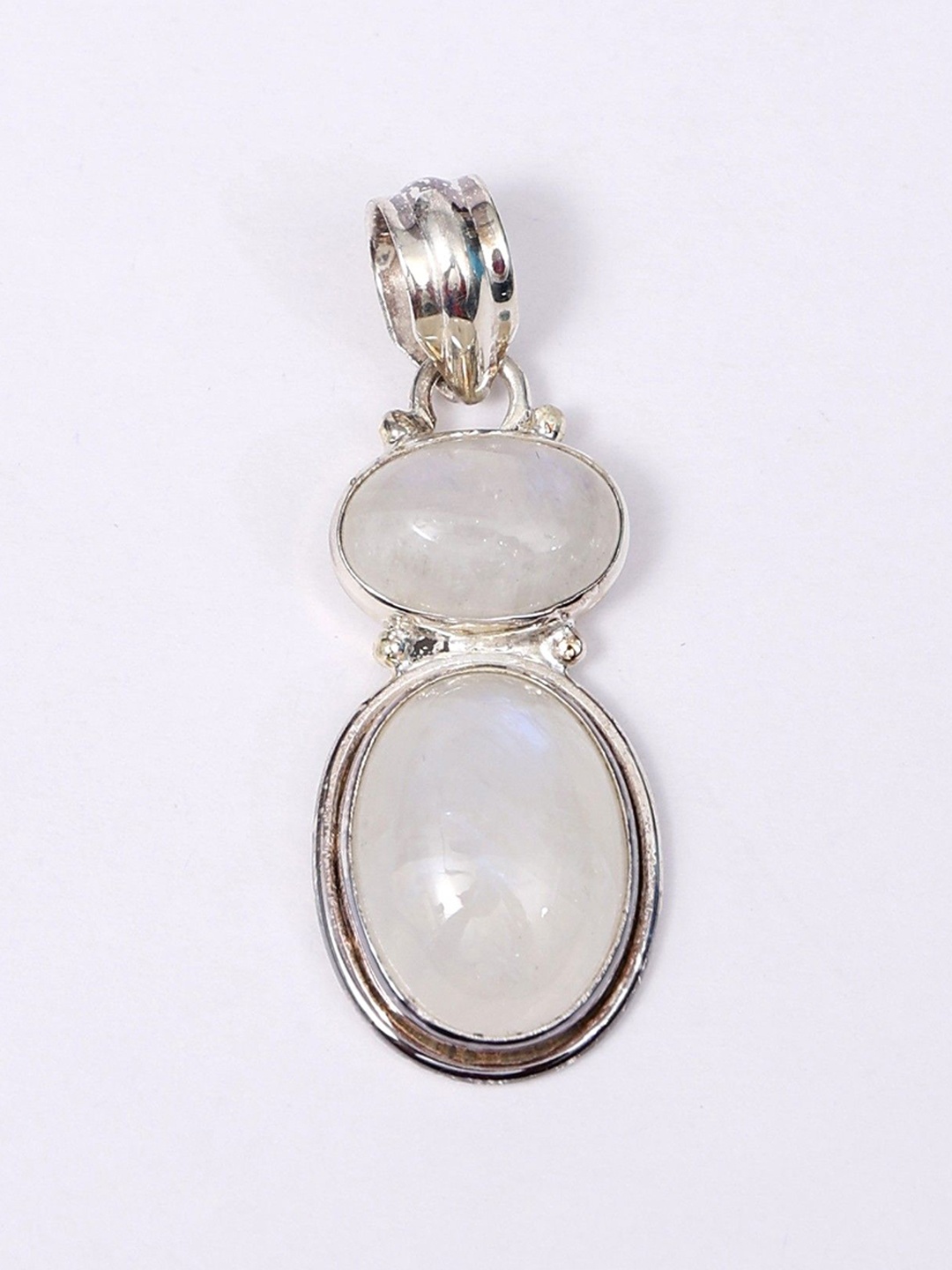 

Exotic India Rainbow Moonstones Sterling Silver Pendant