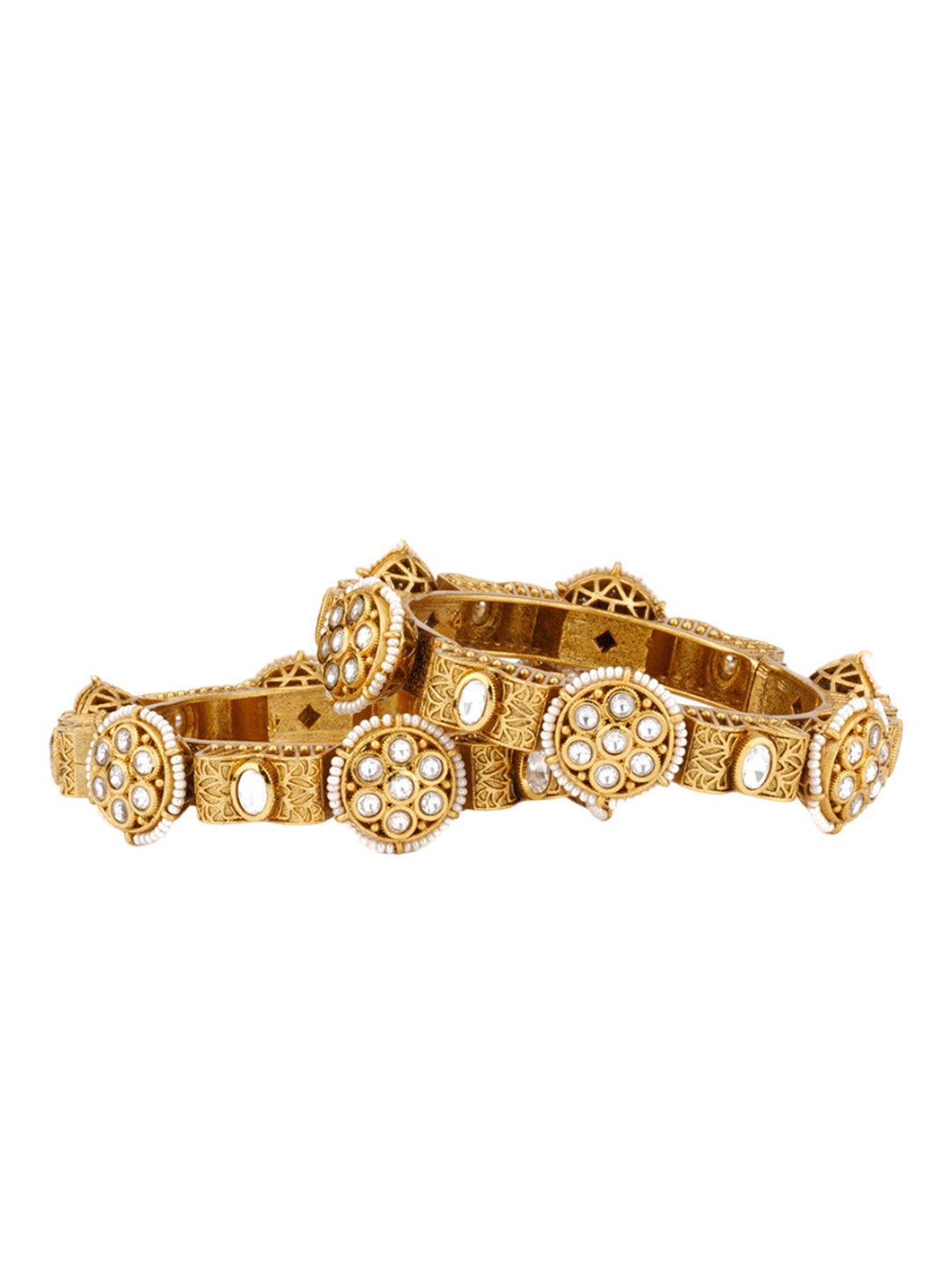 

Vivinia by Vidhi Set Of 2 Gold-Plated Kundan-Studded Bangles