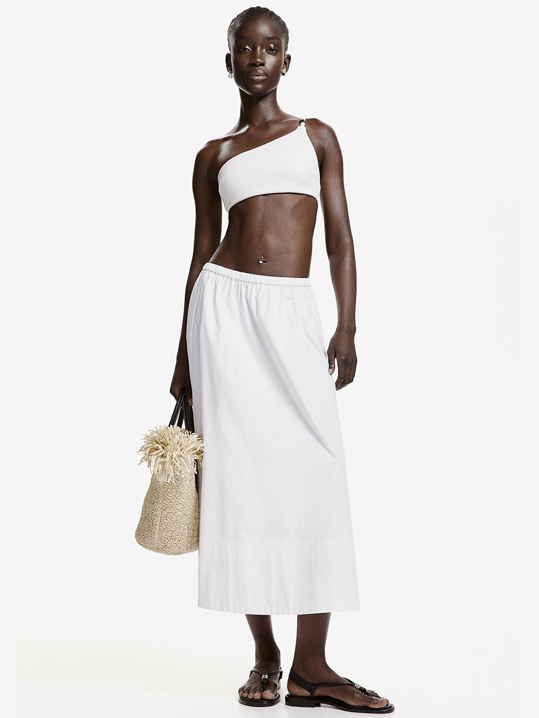 

H&M Midi Skirt, White