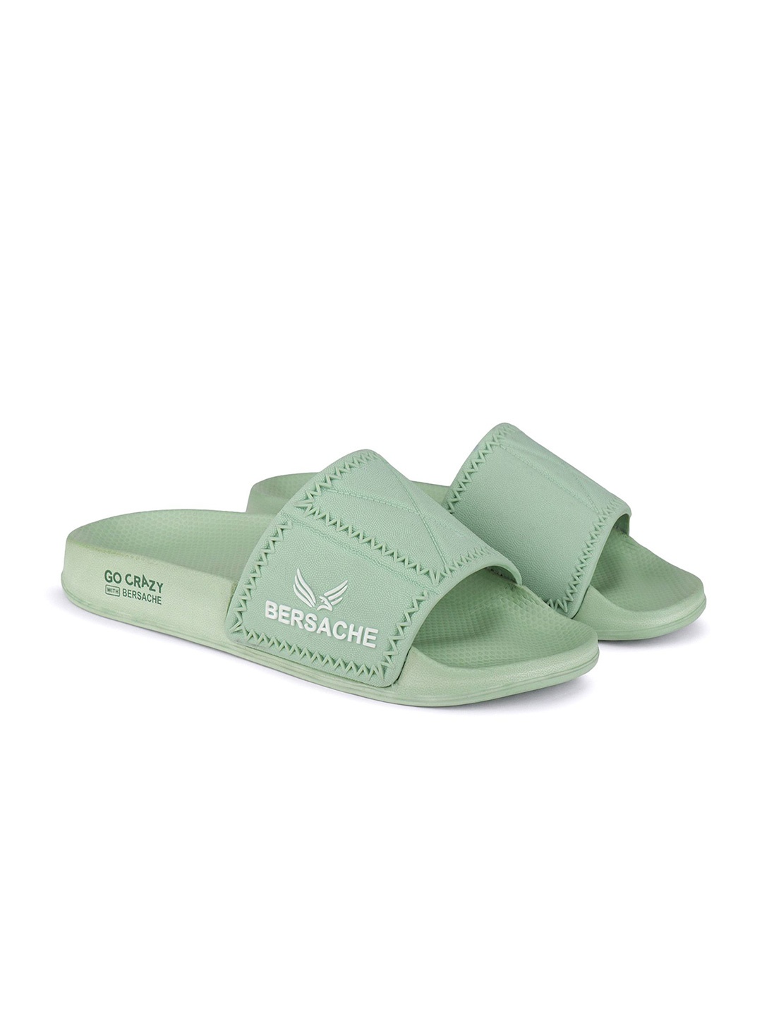 

BERSACHE Men Textured Comfortable Stylish fashionable Sliders, Green