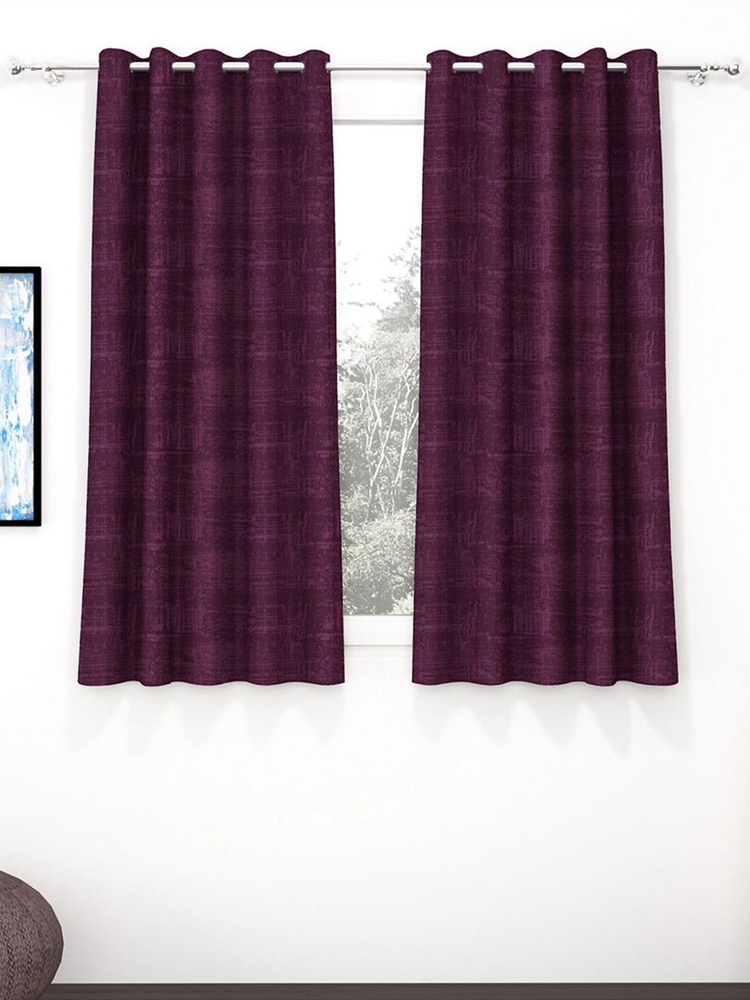 

Story@home Maroon & Beige Set of 2 Black Out Window Curtain