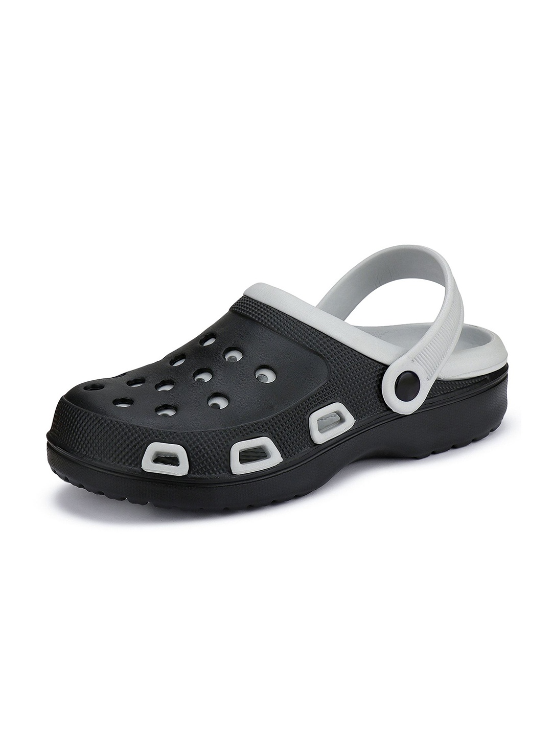 

BERSACHE Men Textured Back Strap Clogs, Black