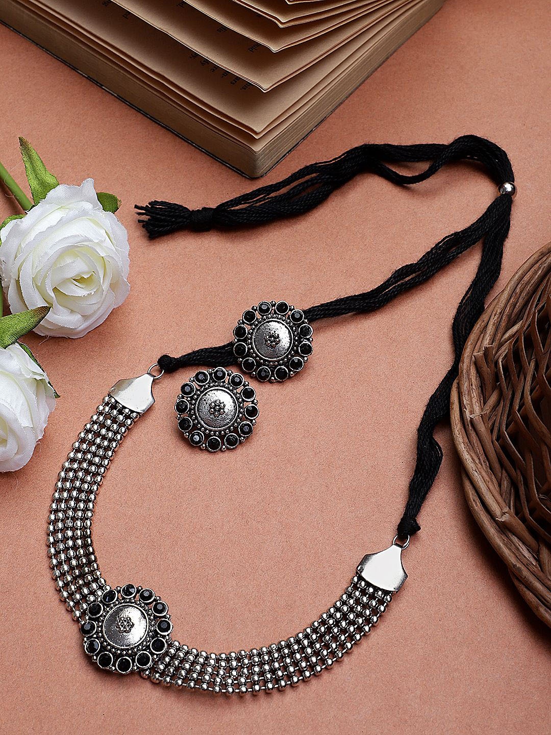 

CARDINAL Silver-Plated Stone-Studded Jewellery Set