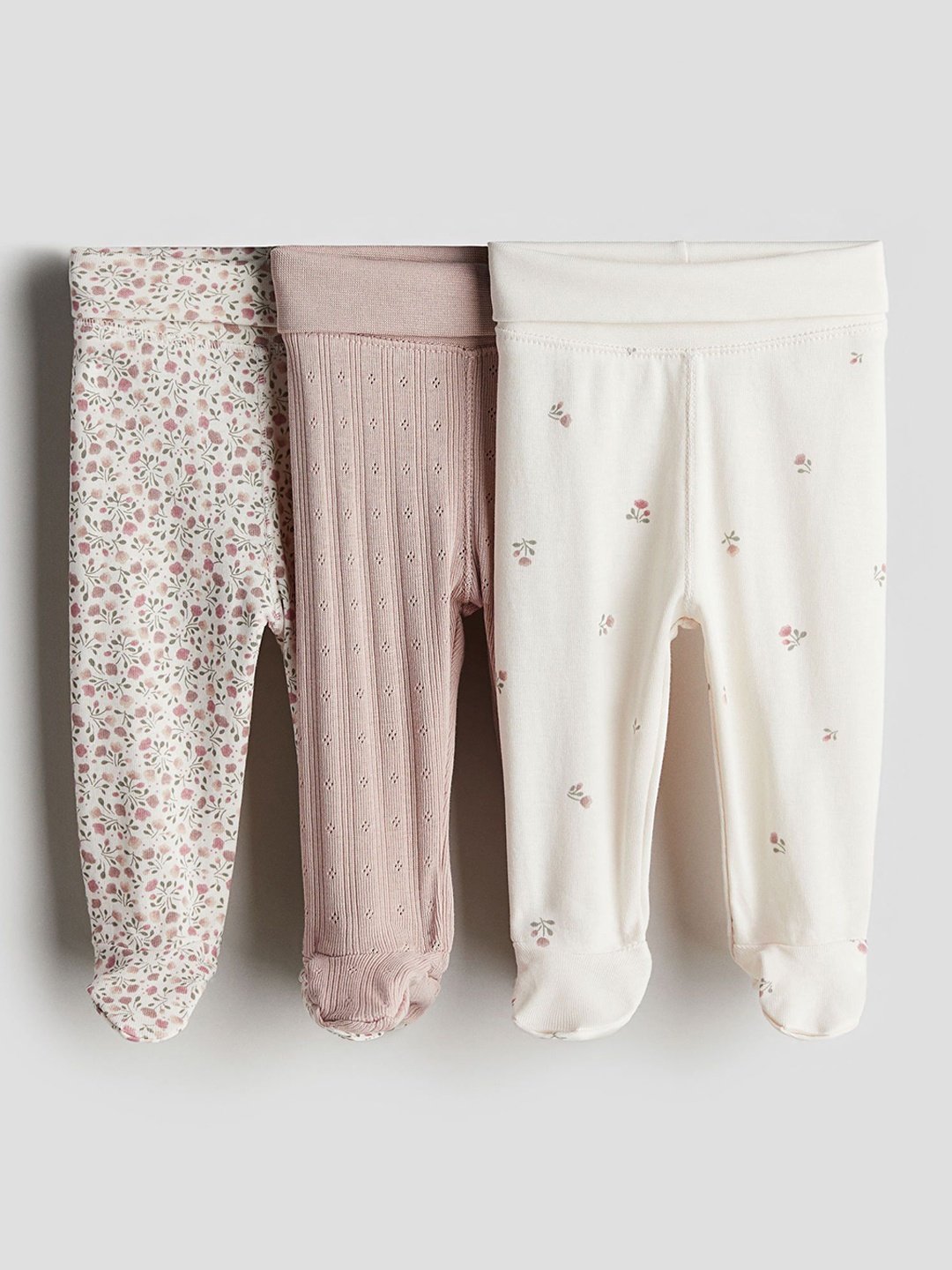 

H&M Infant Boys Pack Of 3 Printed Pure Cotton Leggings, Pink