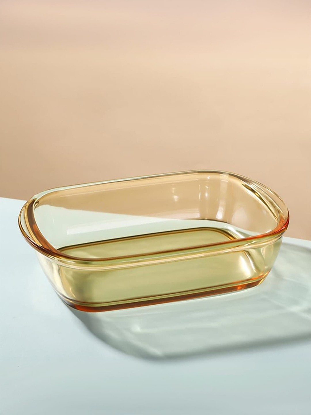 

Kuber Industries Microwave Safe Glass Baking Tray, Brown