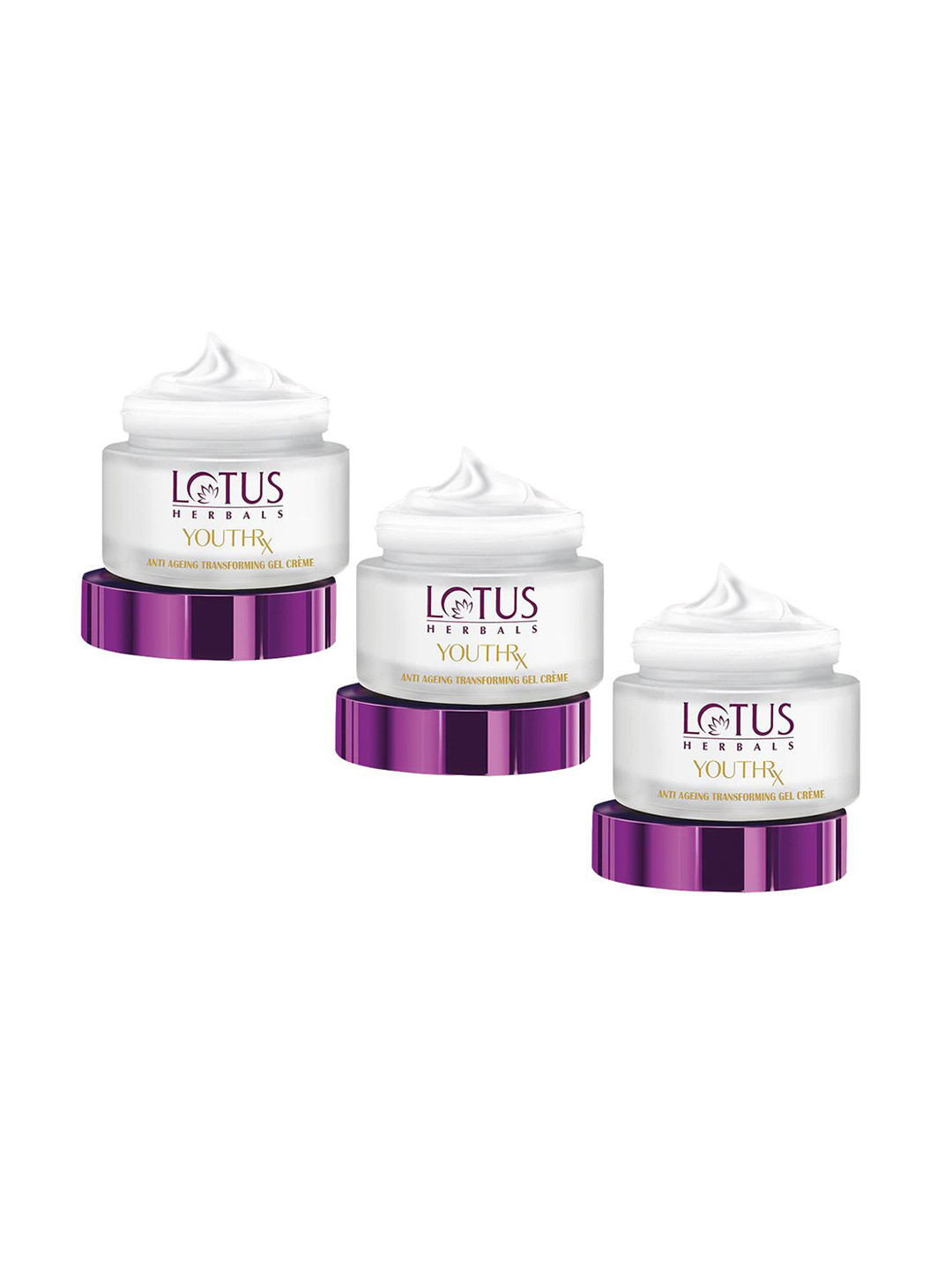 

Lotus Herbals YouthRx Set of 3 Anti-Ageing SPF20 PA+++ Gel Cream with Vitamin C - 50g each, White
