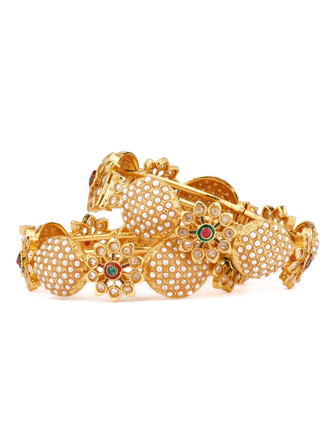 

Vivinia by Vidhi Set Of 2 Gold-Plated Kundan-Studded Bangles