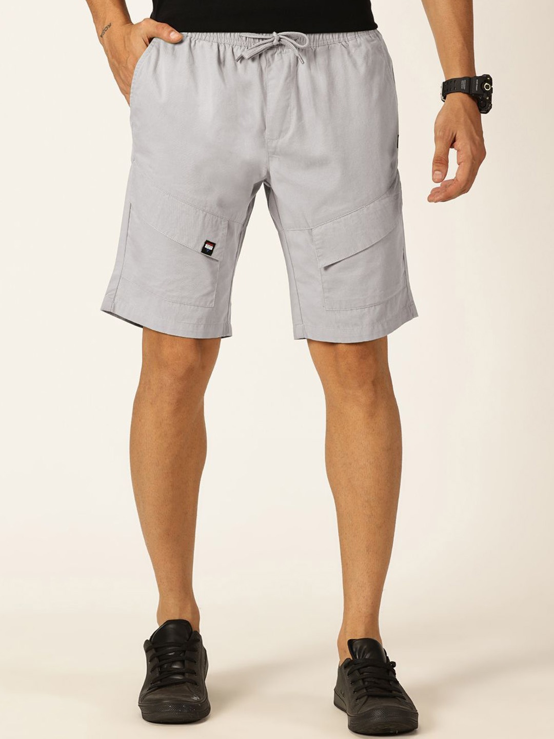 

Thomas Scott Men Mid-Rise Cotton Shorts, Grey