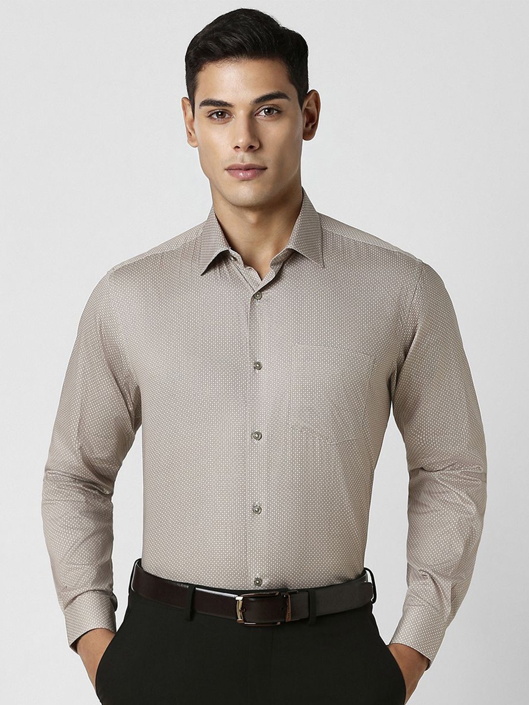 

Van Heusen Men Opaque Party Shirt, Beige