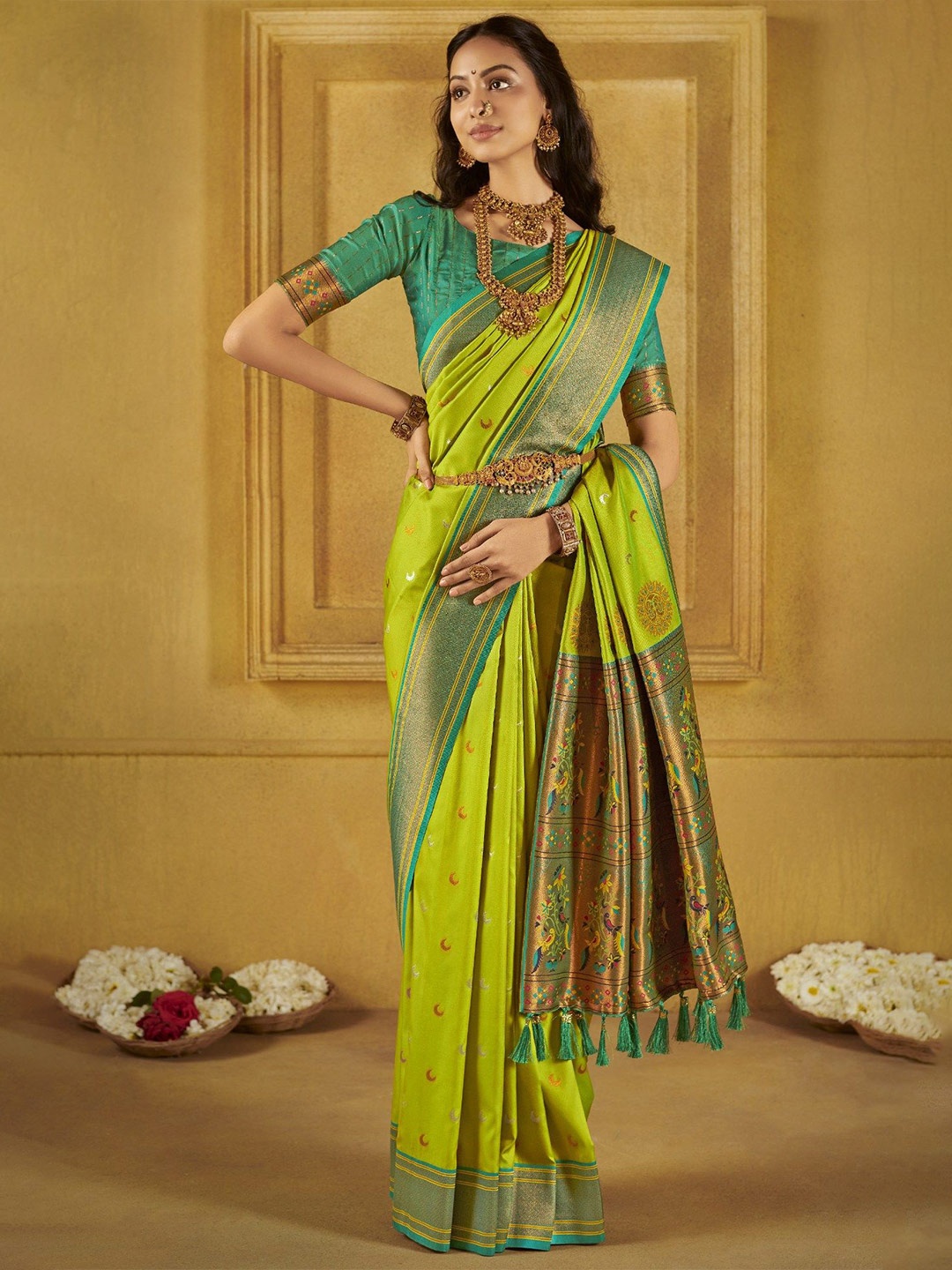 

MySilkLove Woven Design Zari Paithani Saree, Green