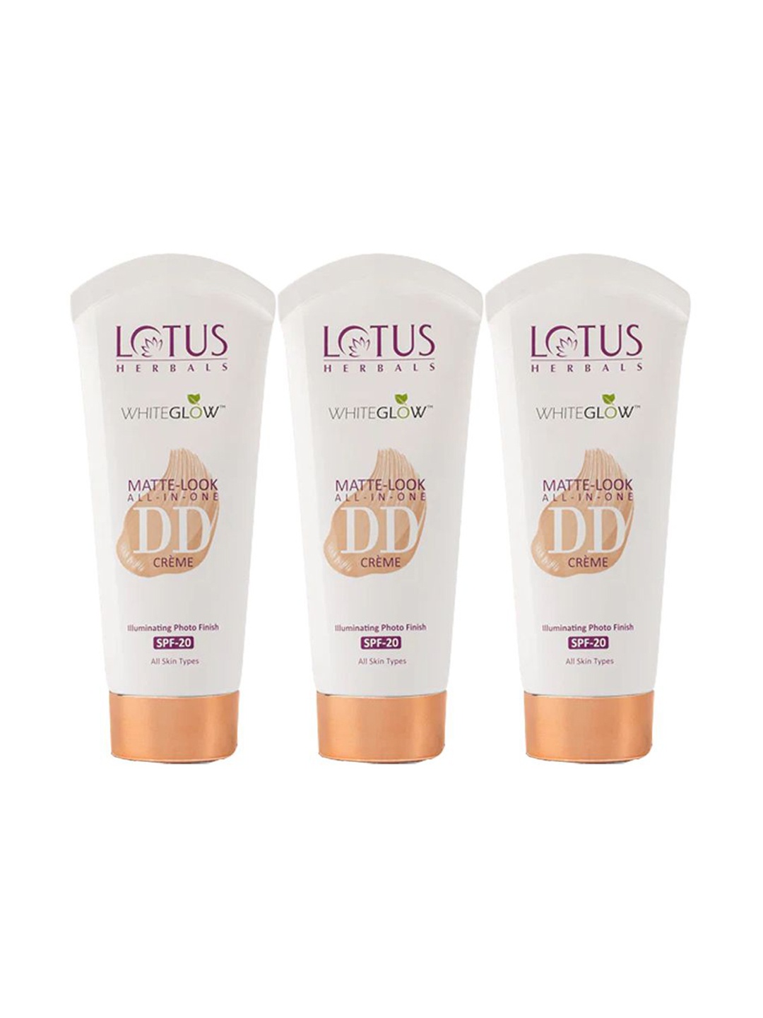 

Lotus Herbals Whiteglow Set of 3 Matte Look SPF20 All In One DD Cream - 50 g each, White