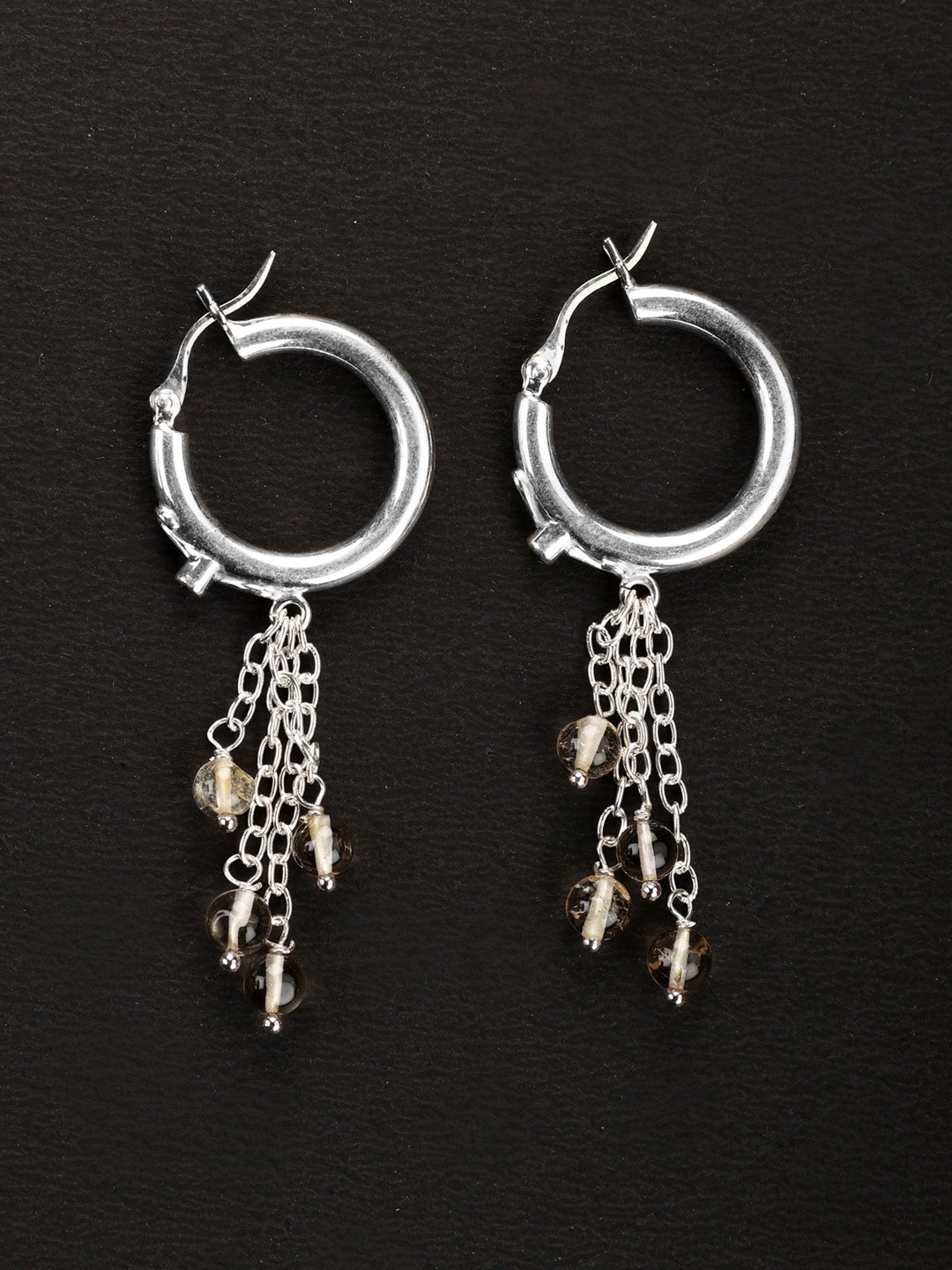 

Exotic India Citrine Sterling Silver Hoop Earrings