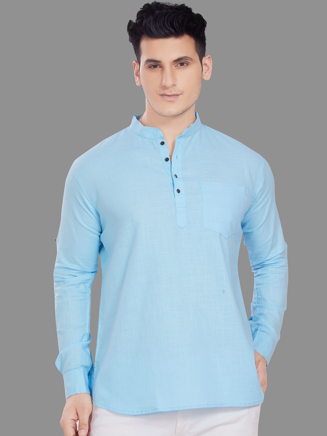 

Rani Saahiba Men Thread Work Pathani Kurta, Blue