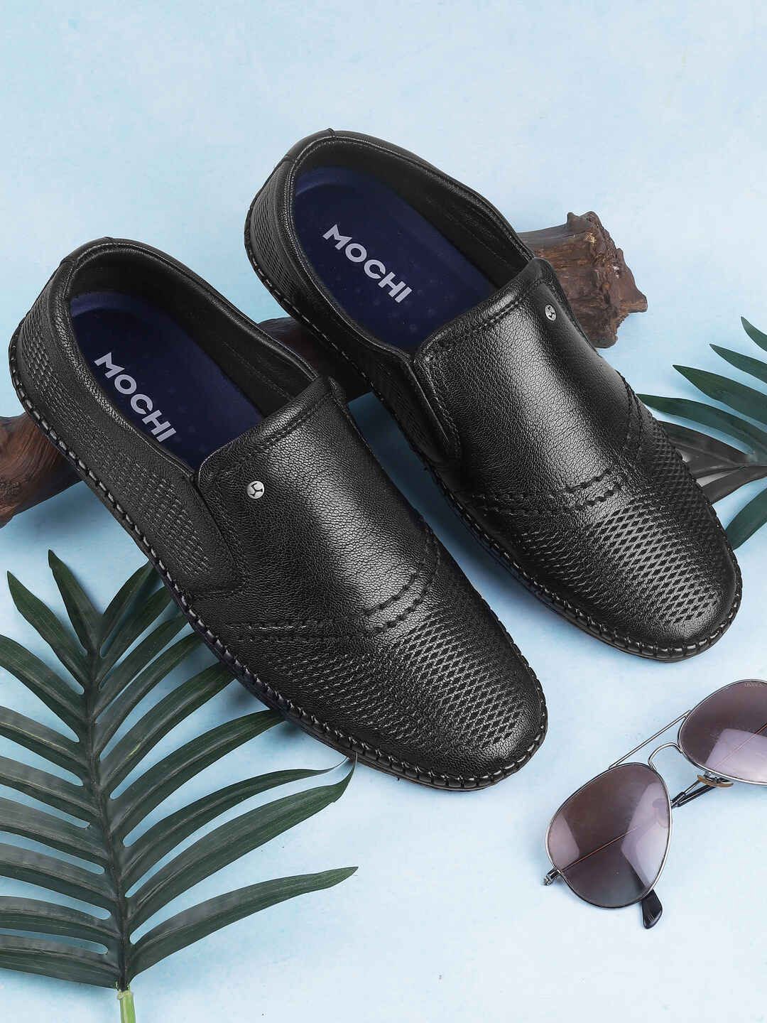 

Mochi Men Textured Leather Slip-On Sneakers, Black