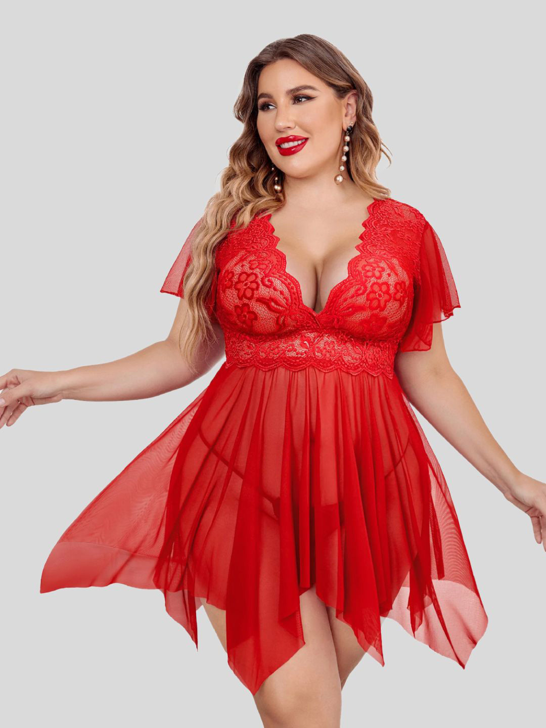 

Herryqeal Net Baby Doll, Red