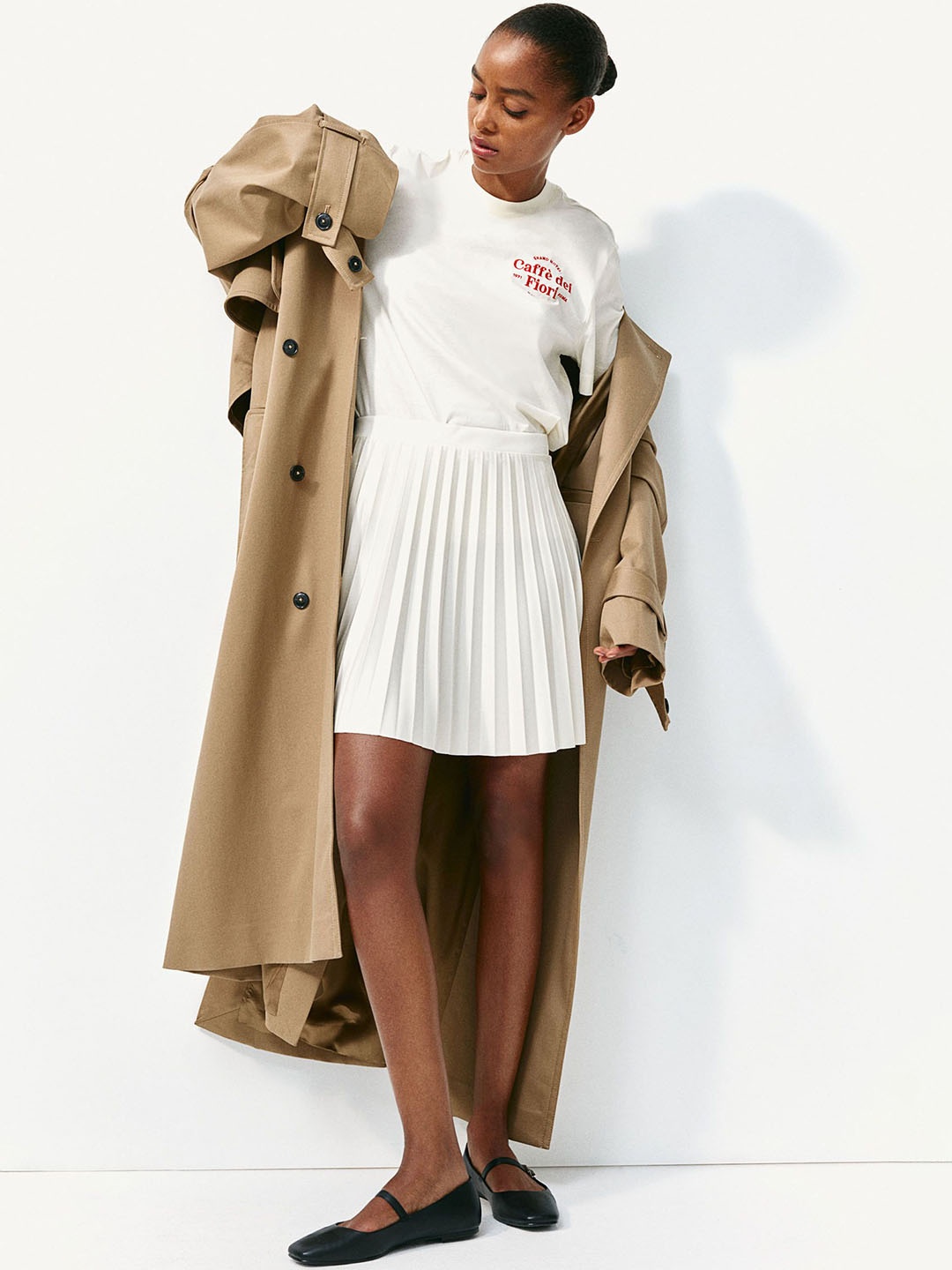 

H&M Pleated Jersey Skirt, White