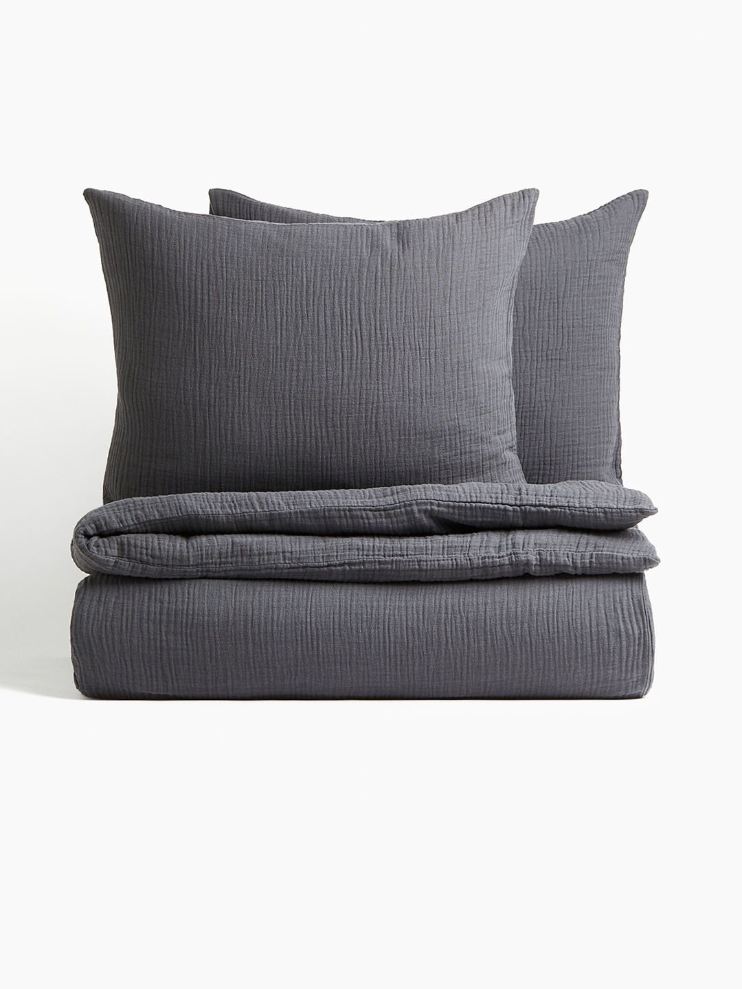 

H&M Grey Muslin Double/King Duvet Cover Set