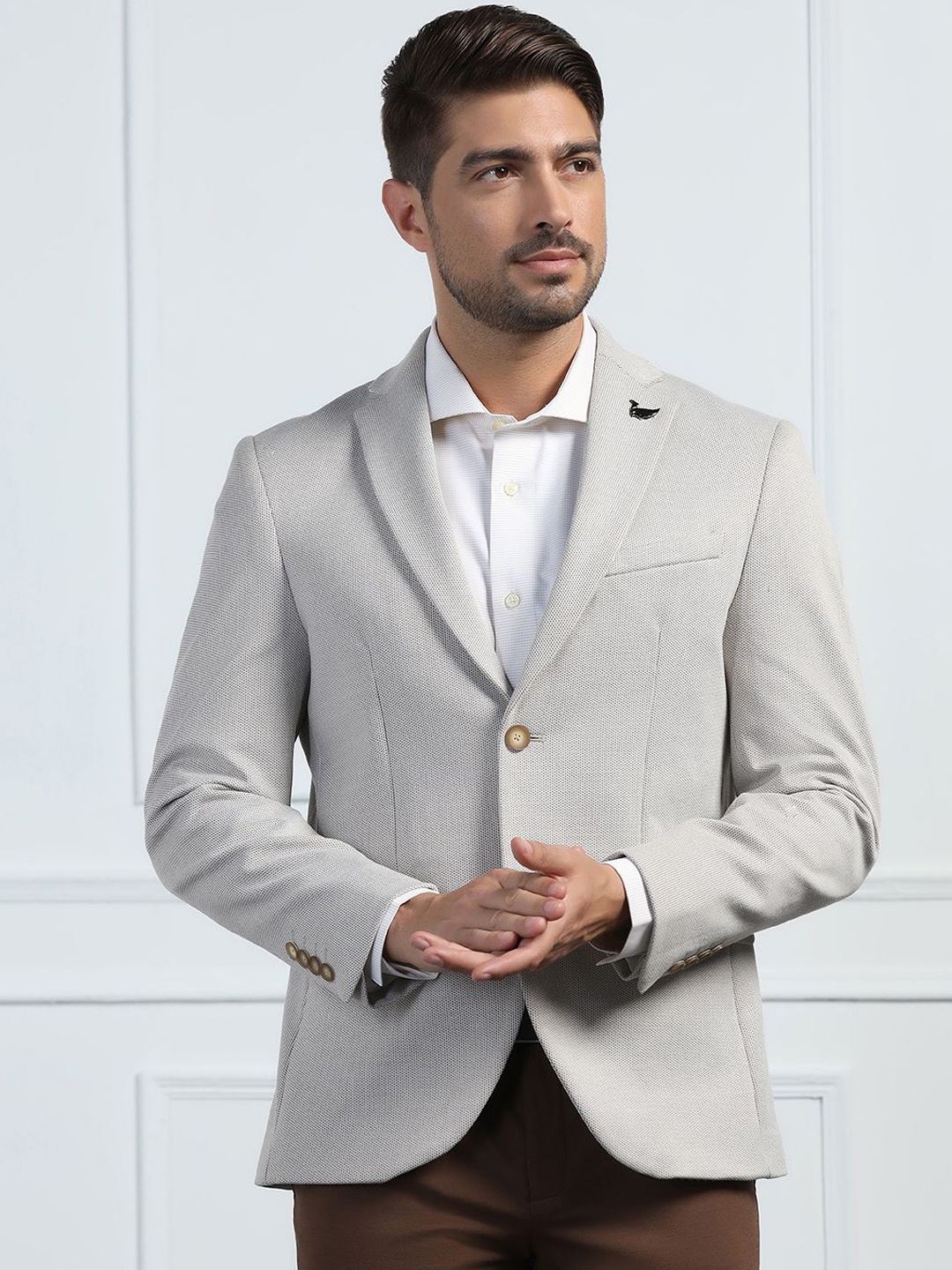 

Blackberrys Men Slim-Fit Single Breasted Blazer, Grey