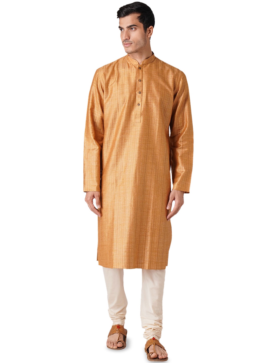 

ZOIS Men Thread Work Kurta, Yellow