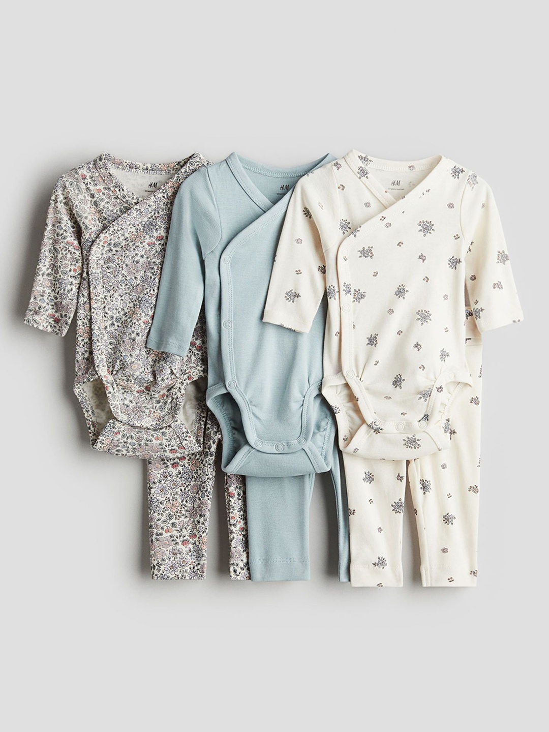 

H&M Boys Pack Of 6 Bodysuit & Leggings Set, Turquoise blue