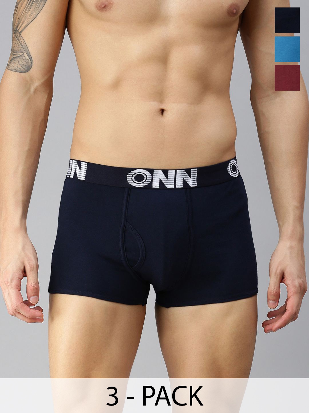 

ONN Pack Of 3 Printed Details Cotton Trunk ONN_OR_154_AST4_3PC, Blue
