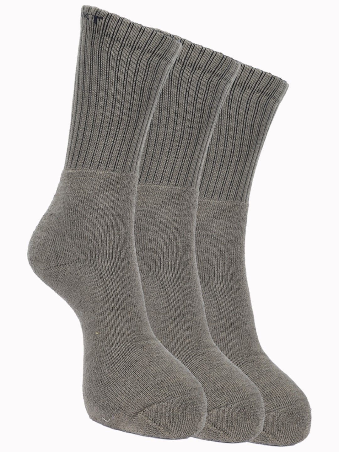 

Force NXT Men Pack Of 3 Striped Cotton Calf -Length Socks, Brown