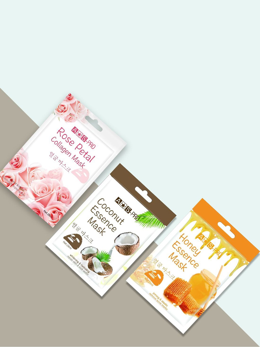 

Adbeni Set Of 3 Coconut Rosepetal & Honey Sheet Mask 28ml Each, Green