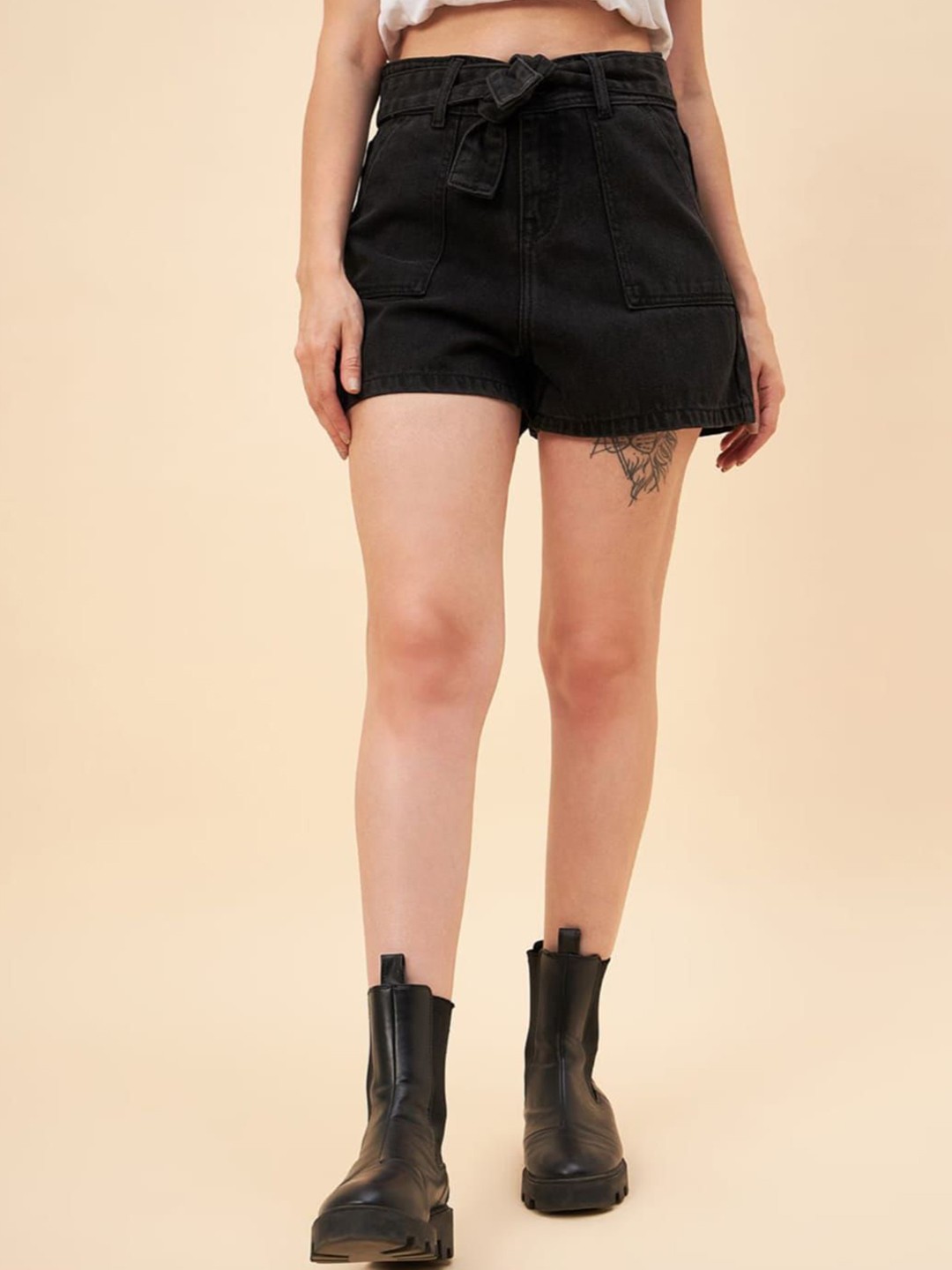 

Perfect Outlet Women High-Rise Denim Shorts, Black