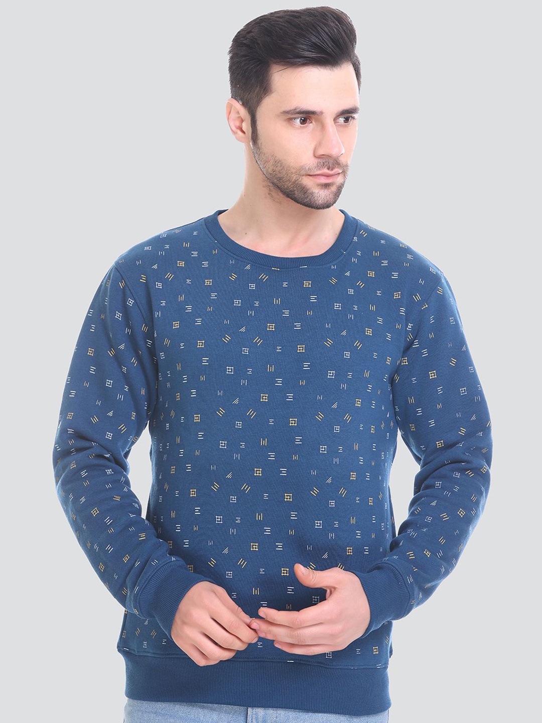 

Tuckinn Men Printed Round Neck Sweatshirt, Blue