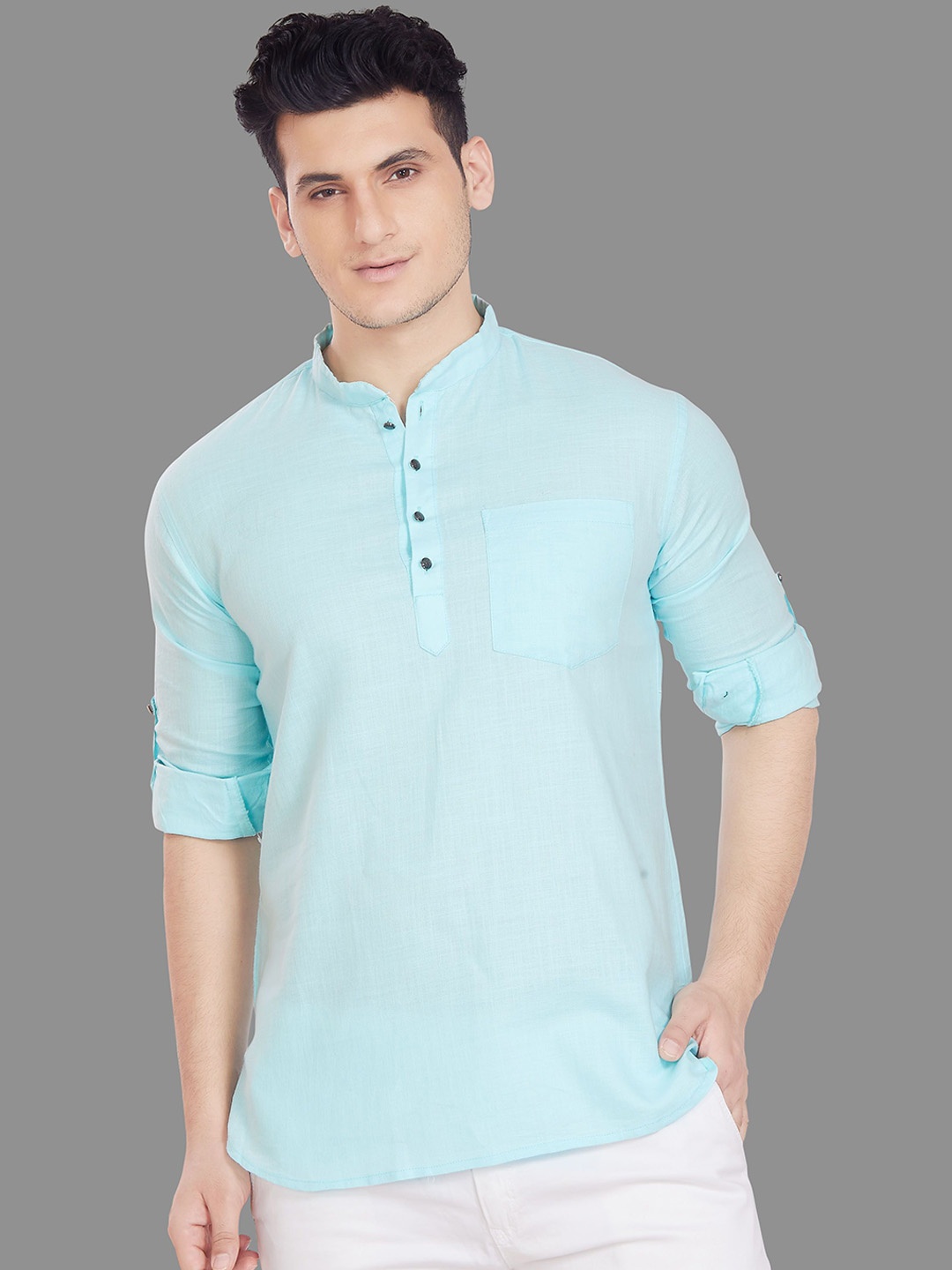 

Rani Saahiba Men Thread Work Kurta, Blue