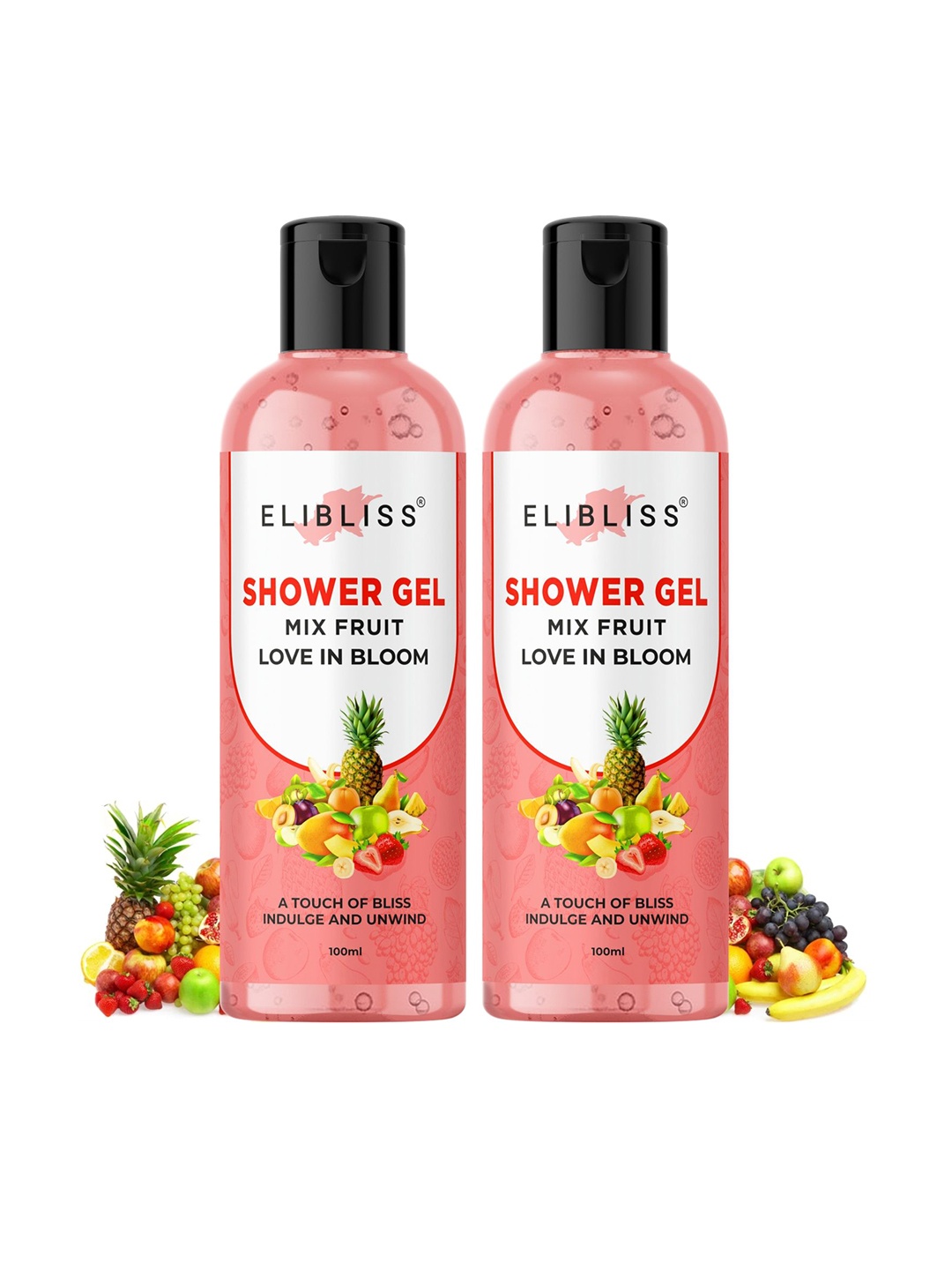 

ELIBLISS Set of 2 Mix Fruit Love In Bloom Shower Gel - 100 ml each, Pink