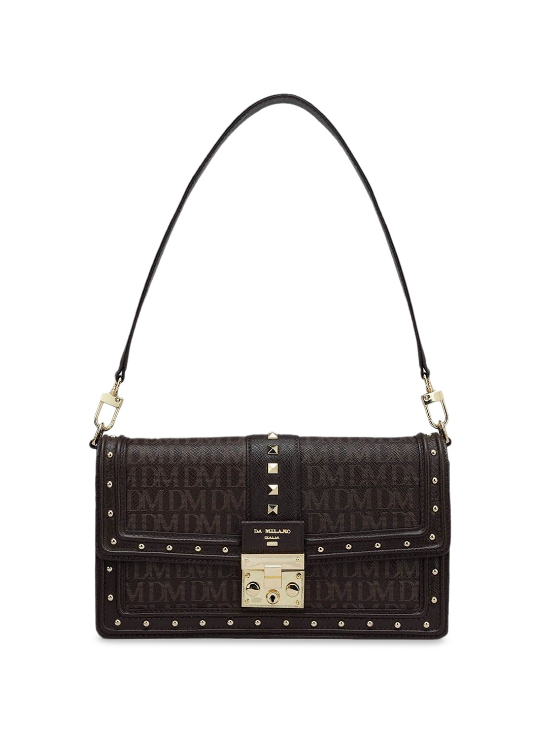 

Da Milano Embellished Leather Structured Sling Bag, Brown