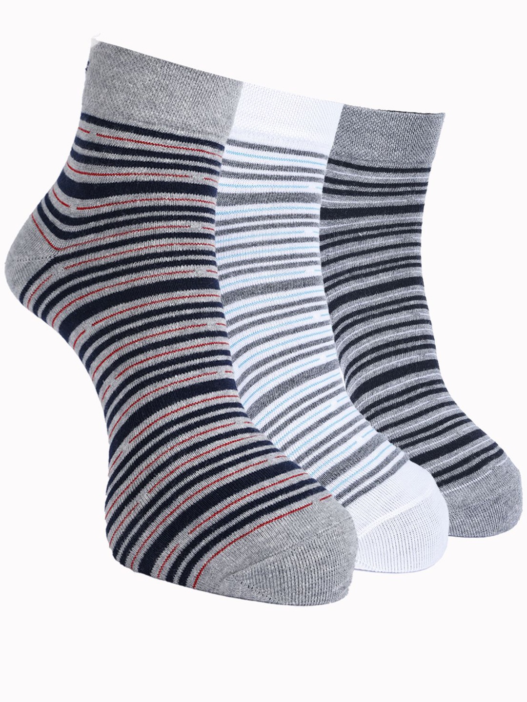 

Force NXT Men Pack Of 3 Striped Ankle-Length Socks, White