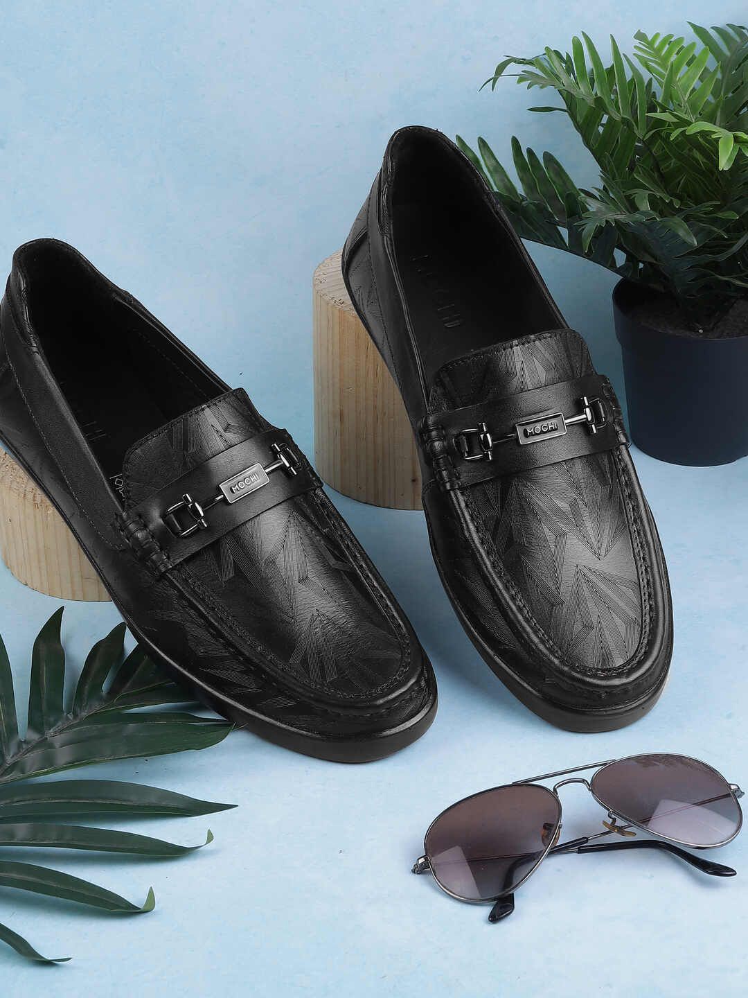 

Mochi Men Textured Leather Slip-On Sneakers, Black
