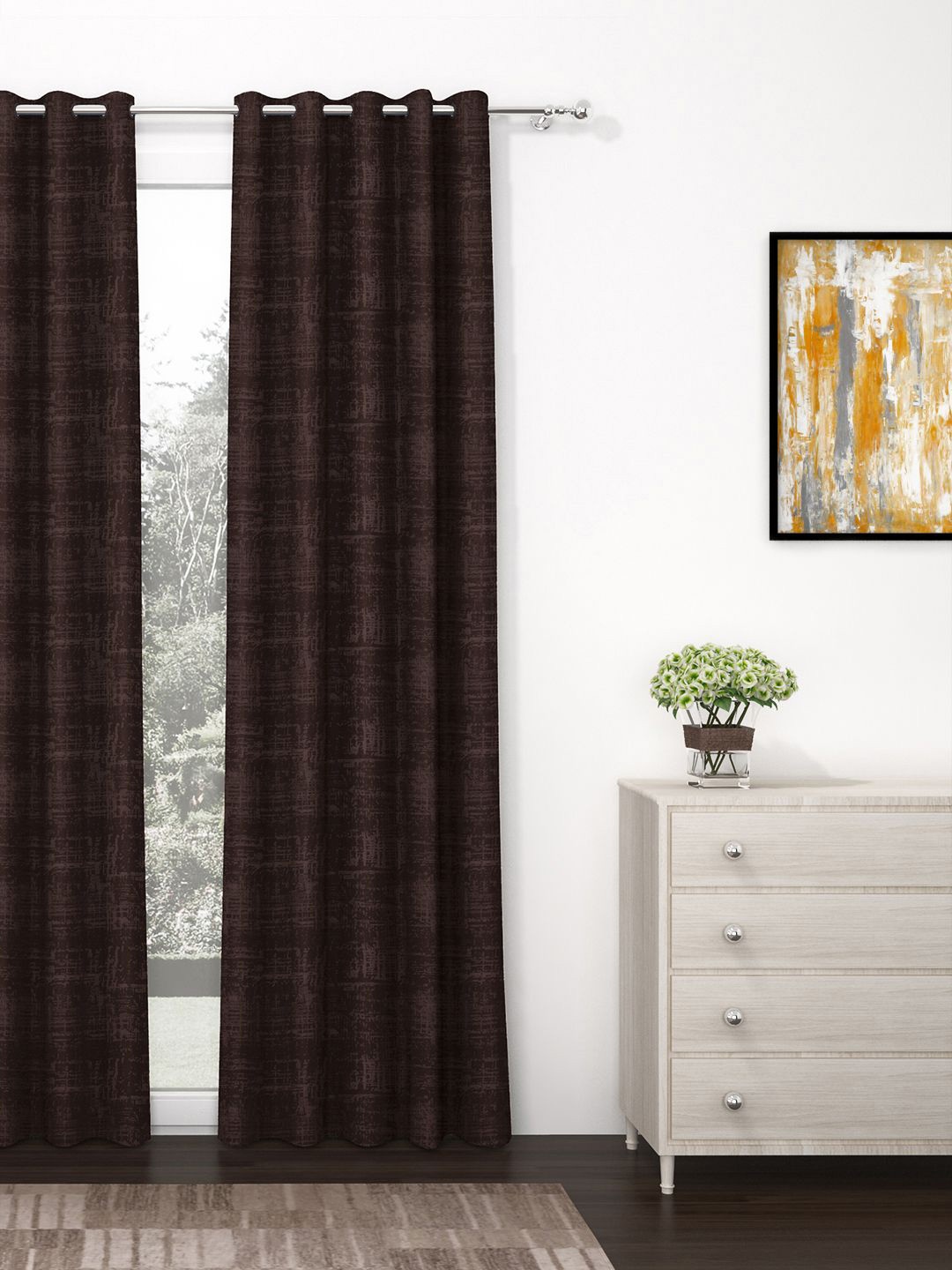 

Story@home Brown Black Out Long Door Curtain