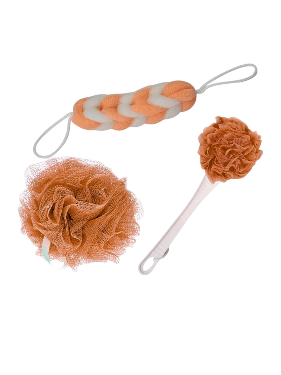 

CareDone Set Of 3 Large Bath Loofah Sponge Scrubber Exfoliator For High Lather Cleansing, Orange