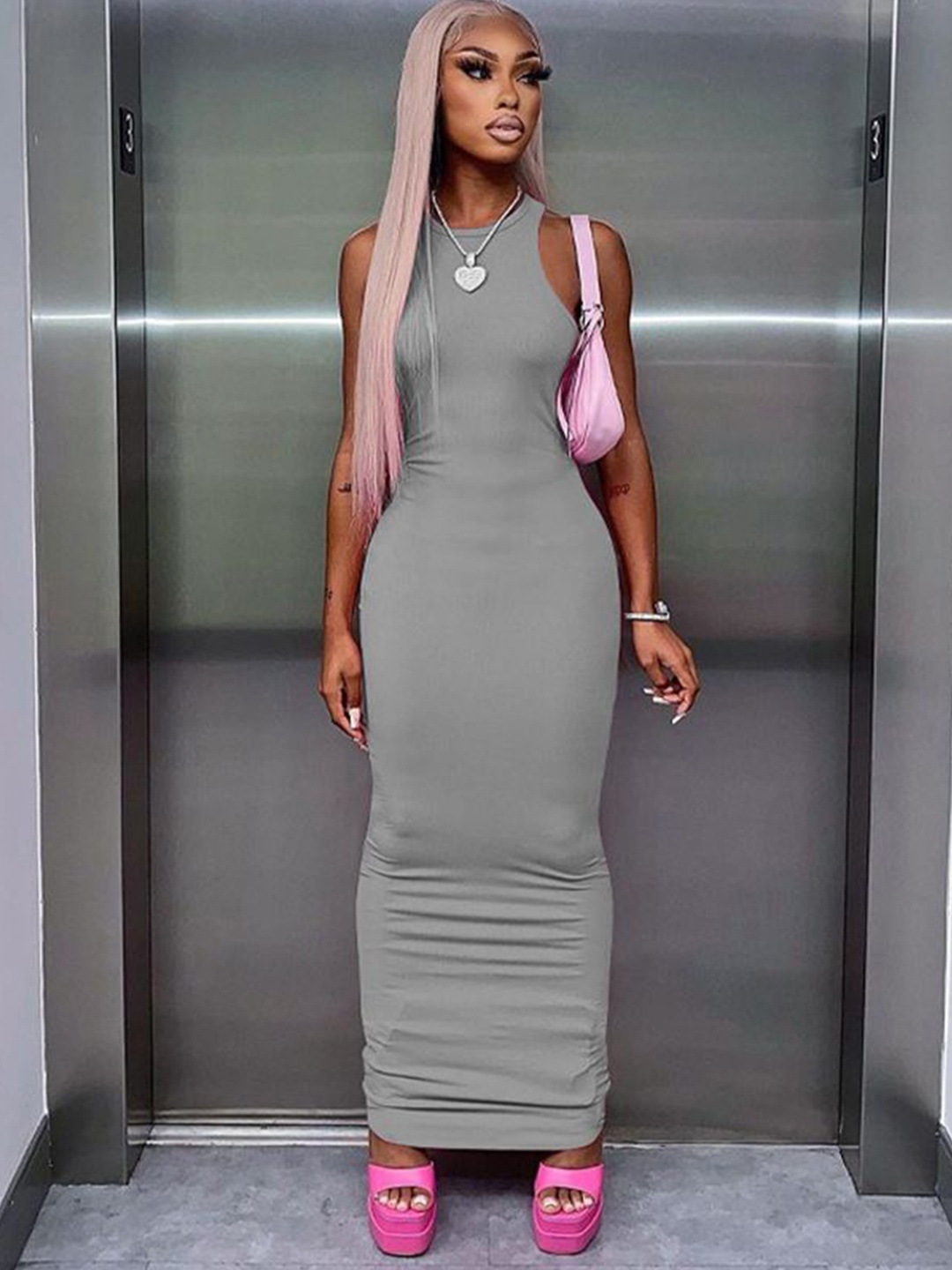 

StyleCast x Revolte Bodycon Maxi Dress, Grey