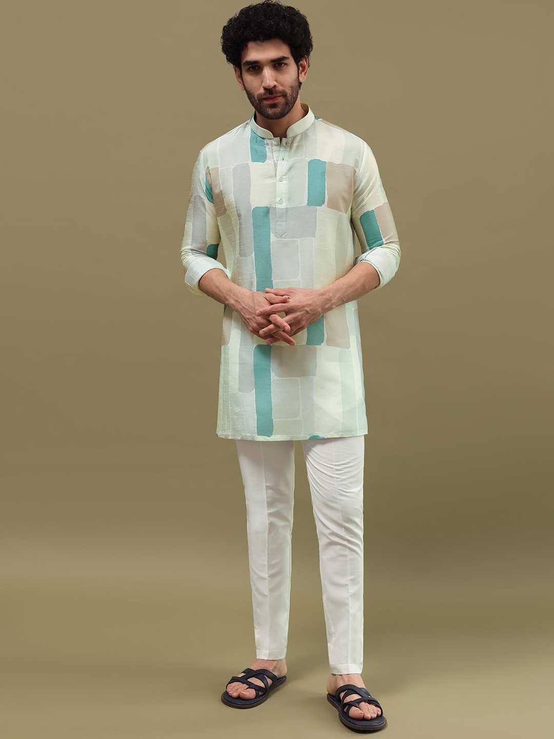 

KALKI Fashion Men Printed Regular Kurta with Trousers, White